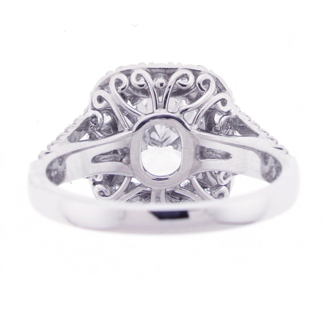 Cushion Cut Halo Set Diamond Engagement Ring | Pampillonia Jewelers ...
