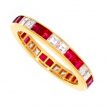 18 karat Channel set ruby and diamond ring