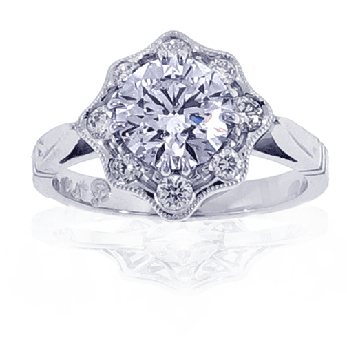 Diamond Cluster Engagement Ring 1 Pampillonia Jewelers Estate And