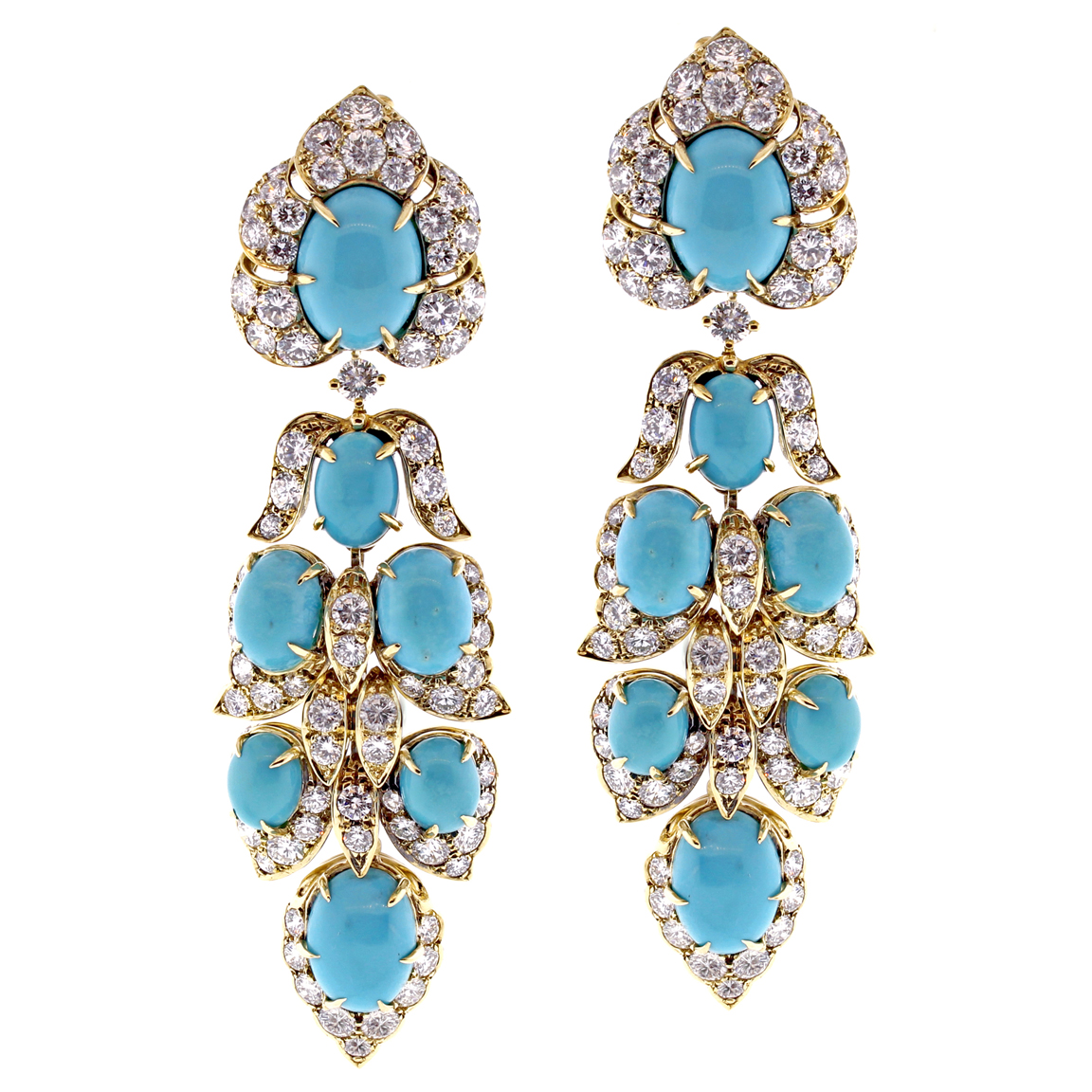 Van Cleef & Arpels Turquoise Diamond Drop Earrings | Pampillonia ...