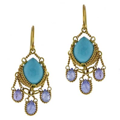 Anthony Nak Turquoise and Iolite Drop Earrings | Pampillonia Jewelers ...