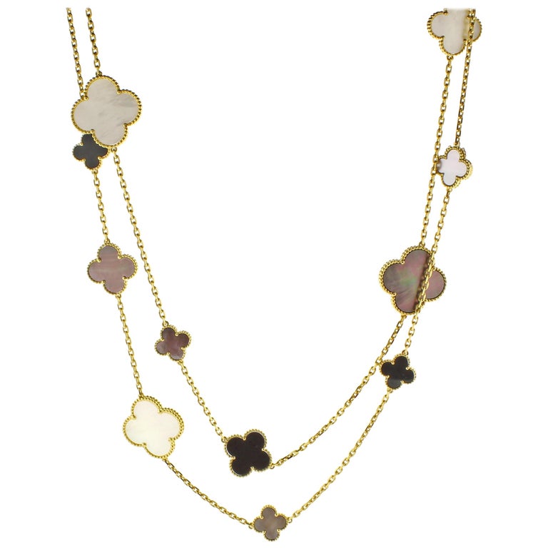 Inspired VCA Alhambra 11 Motif Solid 14k Clover Necklace All