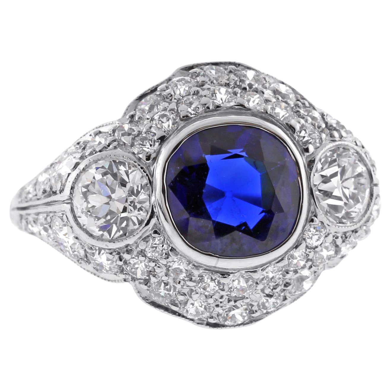 Tiffany & Co. Art Deco A.G.L Certified Sapphire and Diamond Ring ...