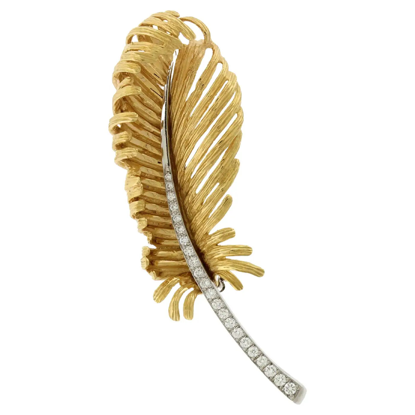Diamond Feather Brooch | Pampillonia Jewelers | Estate and Designer Jewelry