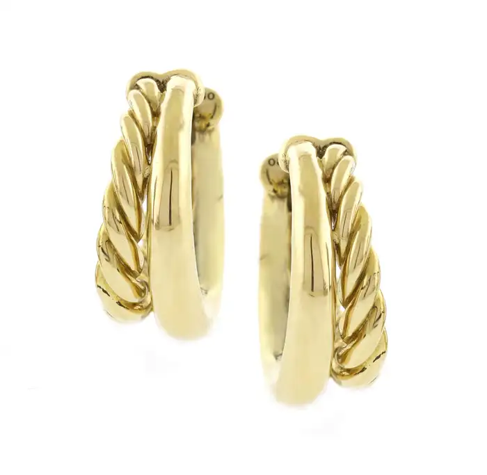 David Yurman Mercer Sculpted Gold Hoop Earrings | Pampillonia Jewelers ...