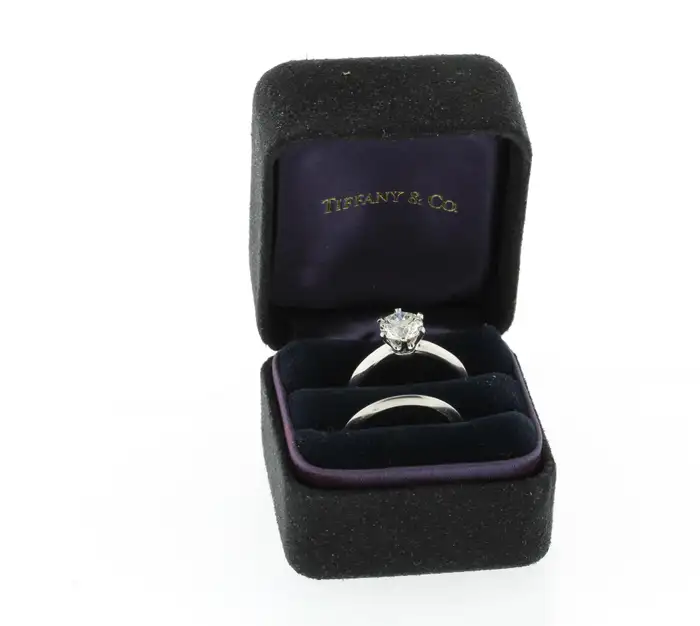 Tiffany & Co. 1.34 Carat Diamond Knife Edge Engagement Ring and Wedding ...